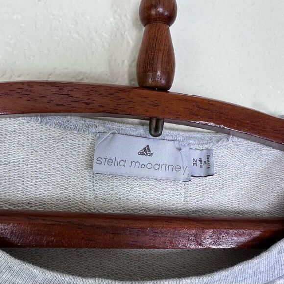 Stella McCartney x Adidas Cropped 3/4 Sleeve Sweatshirt in Heather Gray Size XS - Picture 3 of 7